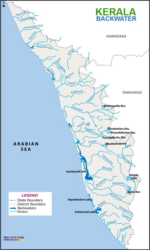 Kerala backwater map